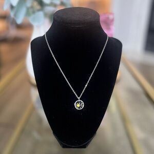 Handcrafted Elegant Silver Necklace with Black Pendant